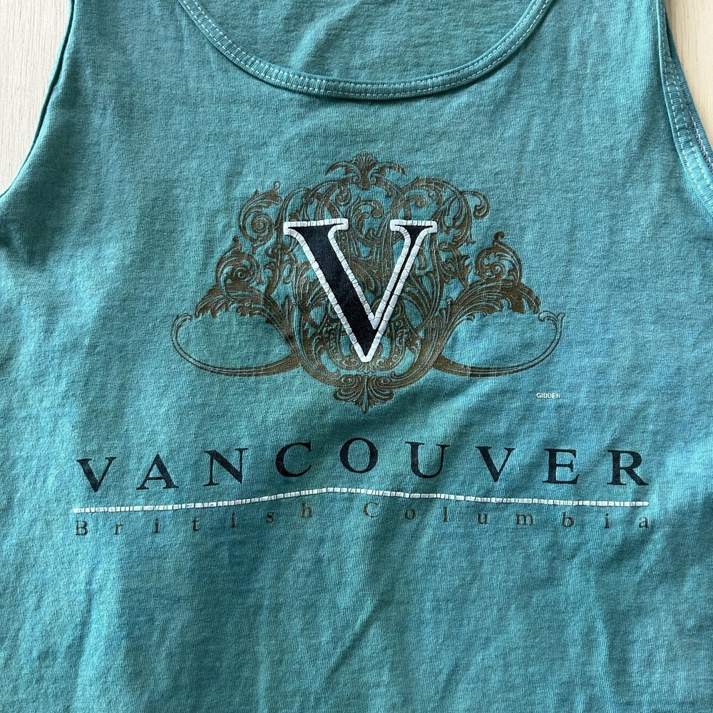 Vintage 90s Fruit Of The Loom Mens XL Green‎ Vancouver British Columbia Tank Top